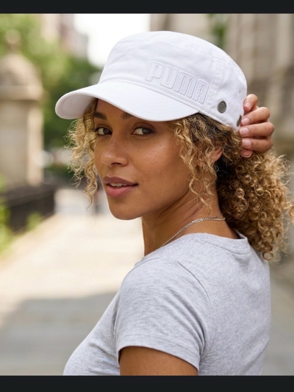 Authentic PUMA White Military Cadet Cap - Excellent Condition